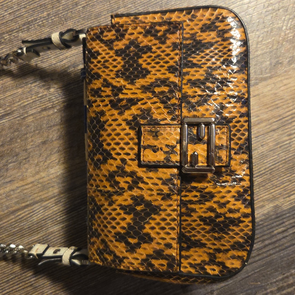 Fendi Flowerland Brown python Baguette Crossbody 3D Floral Snakeskin Chain Strap - Picture 7 of 16